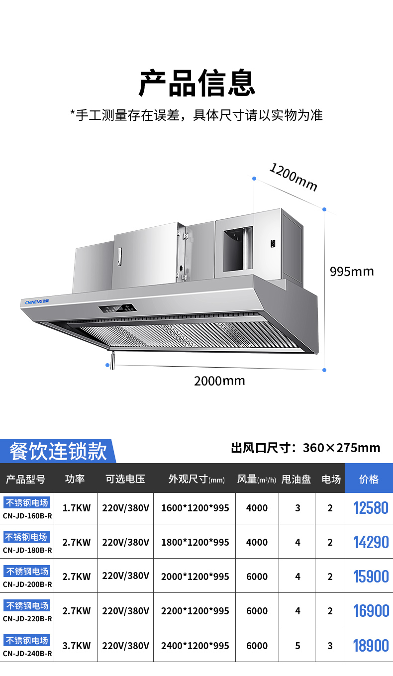 油烟净化一体机参数表